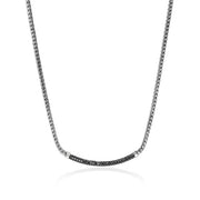 JOHN HARDY Essential Sterling SIlver Black Sapphire Pave' Bar Necklace